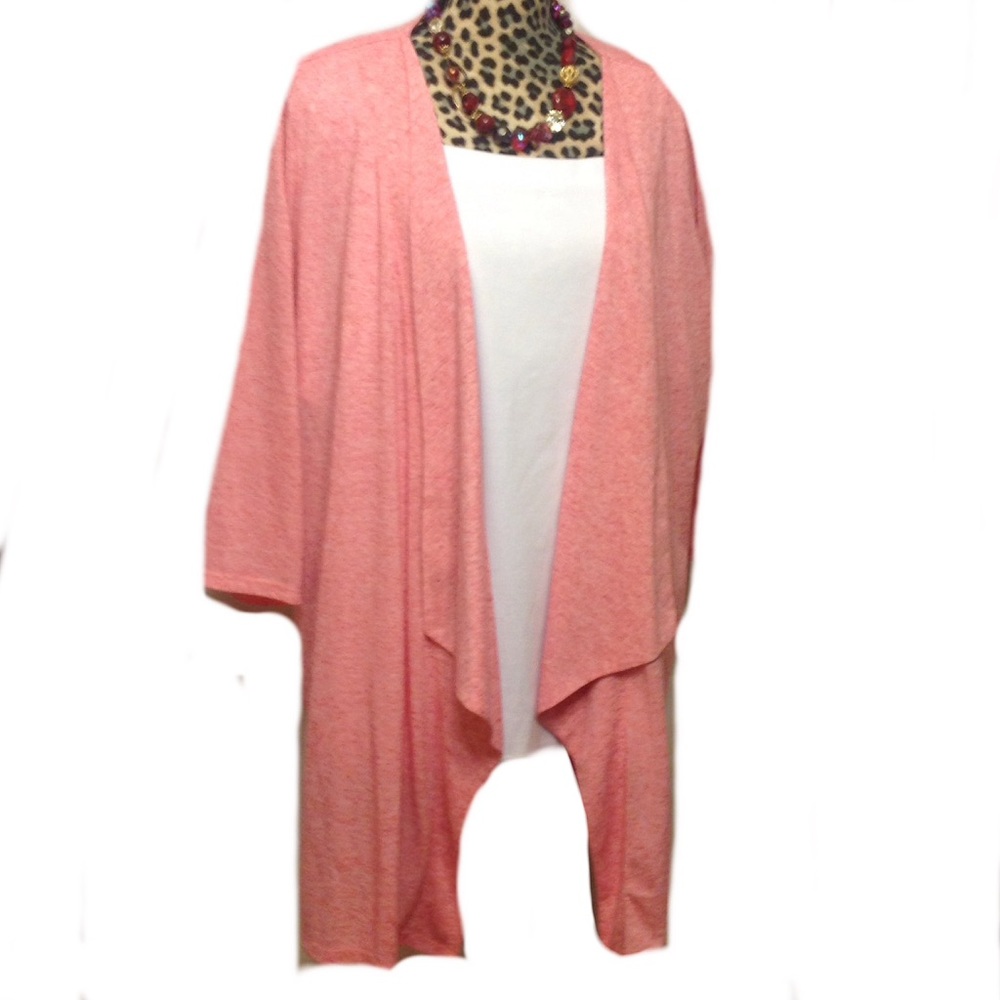 Lisa Rinna Tangerine Belle Gray Waterfall Plus Size Cardigan 2X